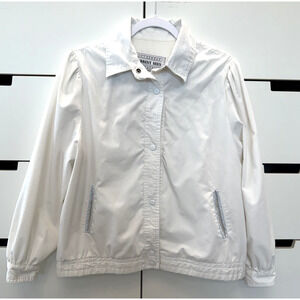 Vintage 80’s Current SEEN White Bomber Jacket - Women’s Sz. Large Snap Button